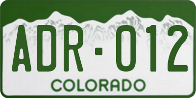 CO license plate ADR012