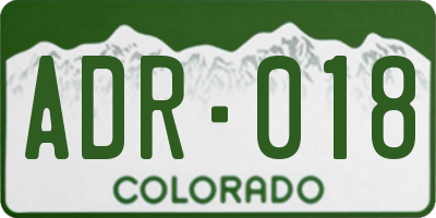 CO license plate ADR018