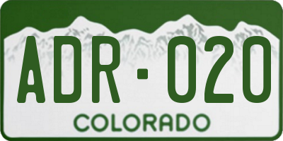 CO license plate ADR020