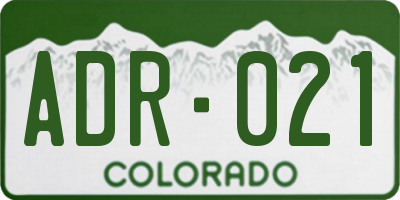 CO license plate ADR021