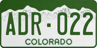 CO license plate ADR022