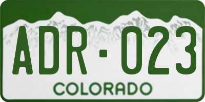 CO license plate ADR023