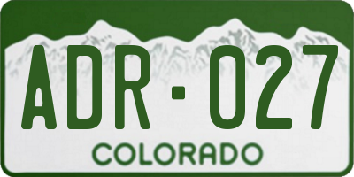 CO license plate ADR027