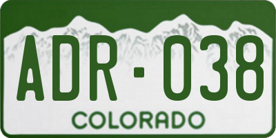 CO license plate ADR038