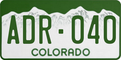 CO license plate ADR040