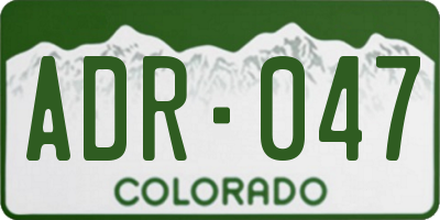 CO license plate ADR047