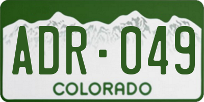 CO license plate ADR049