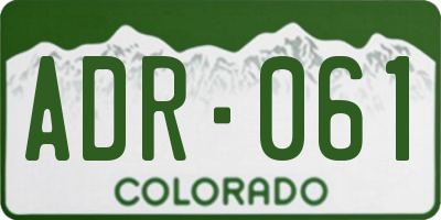 CO license plate ADR061