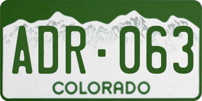 CO license plate ADR063