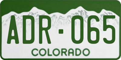 CO license plate ADR065