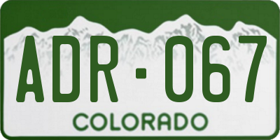 CO license plate ADR067