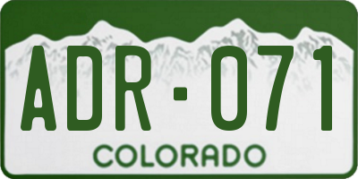 CO license plate ADR071