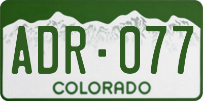 CO license plate ADR077