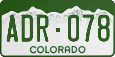 CO license plate ADR078