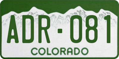 CO license plate ADR081
