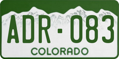 CO license plate ADR083