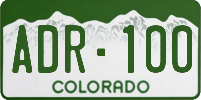CO license plate ADR100