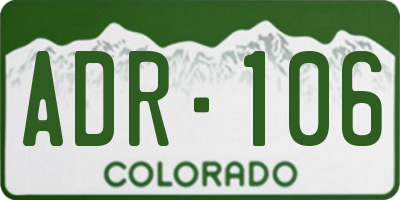 CO license plate ADR106