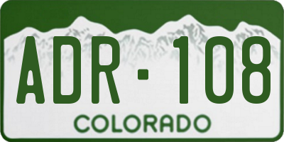 CO license plate ADR108