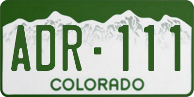 CO license plate ADR111