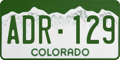 CO license plate ADR129