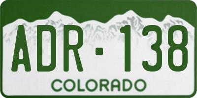CO license plate ADR138