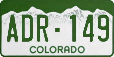 CO license plate ADR149