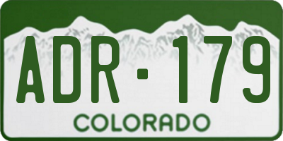 CO license plate ADR179