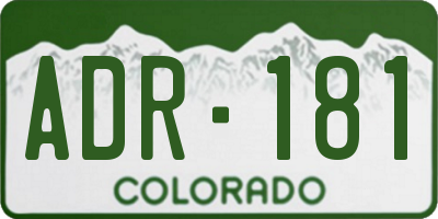 CO license plate ADR181