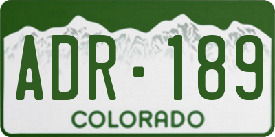 CO license plate ADR189