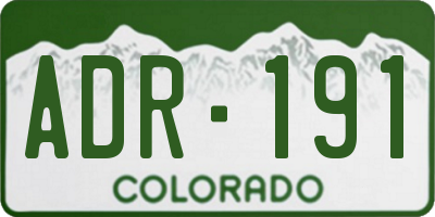 CO license plate ADR191