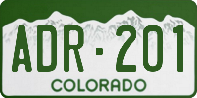 CO license plate ADR201