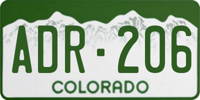 CO license plate ADR206