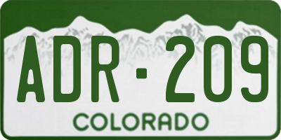 CO license plate ADR209