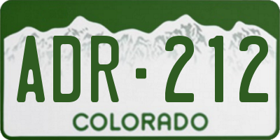 CO license plate ADR212