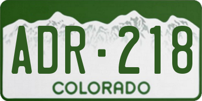 CO license plate ADR218