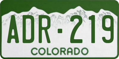 CO license plate ADR219
