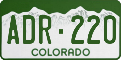 CO license plate ADR220