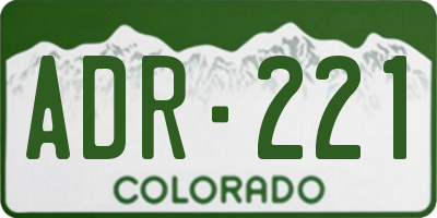 CO license plate ADR221