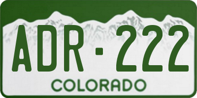 CO license plate ADR222
