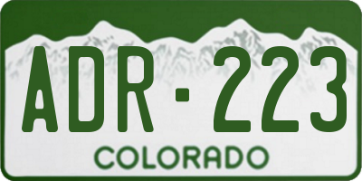 CO license plate ADR223