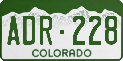 CO license plate ADR228