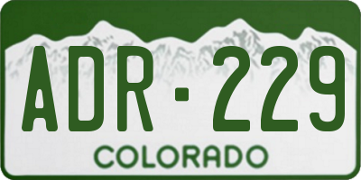 CO license plate ADR229