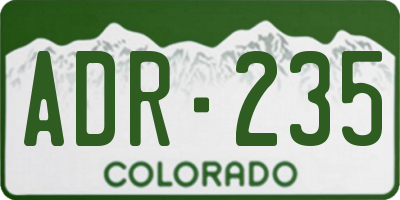 CO license plate ADR235