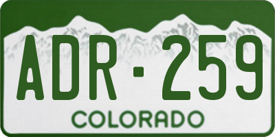 CO license plate ADR259