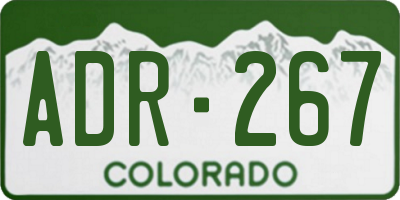 CO license plate ADR267