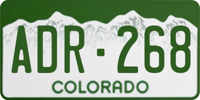 CO license plate ADR268