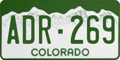 CO license plate ADR269