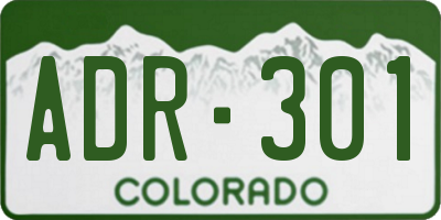 CO license plate ADR301