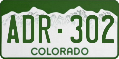 CO license plate ADR302